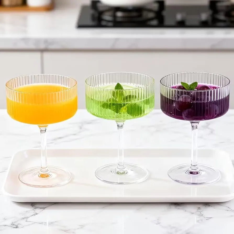 2pc Ribbed Coupe Glasses