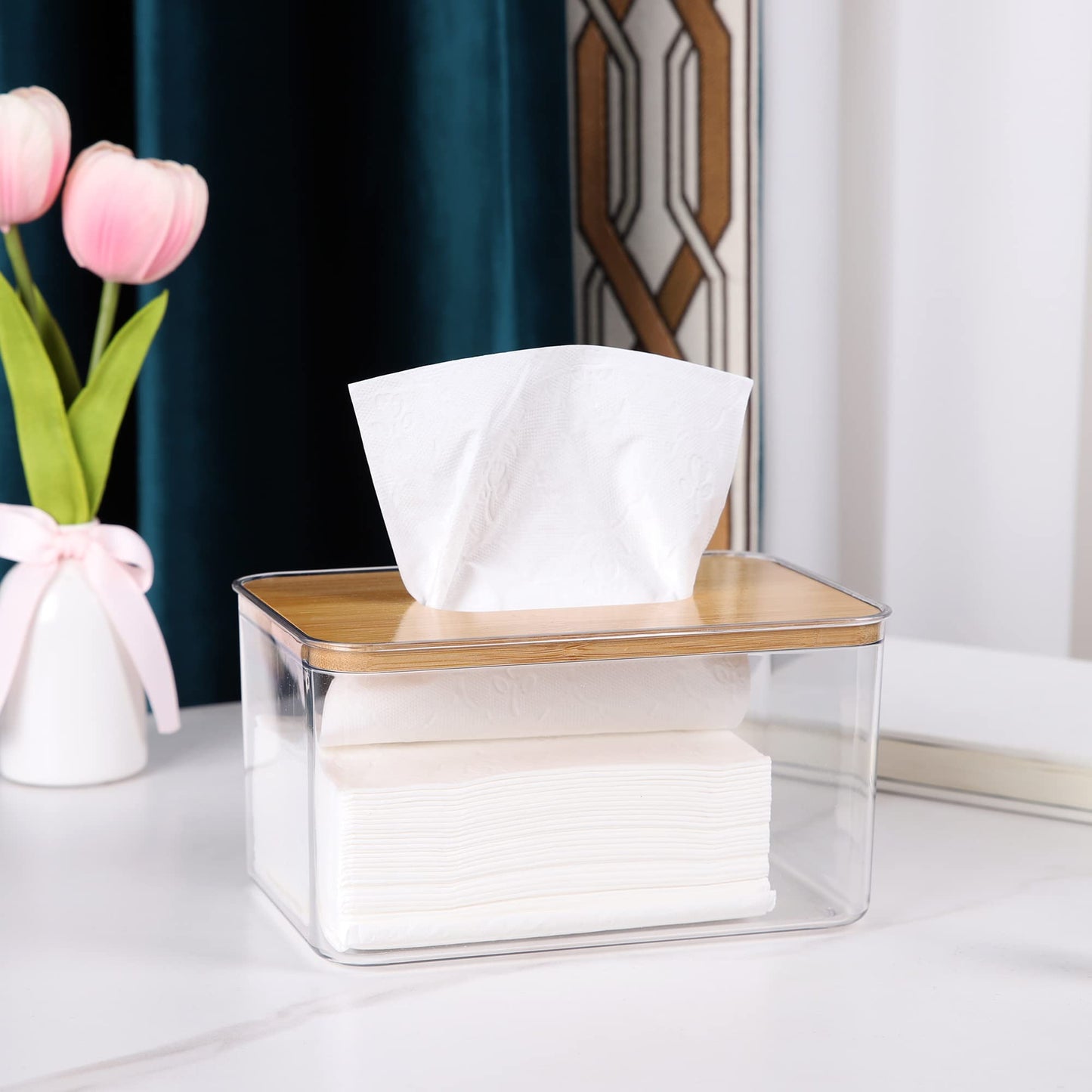 Tissue Box w Bamboo Lid