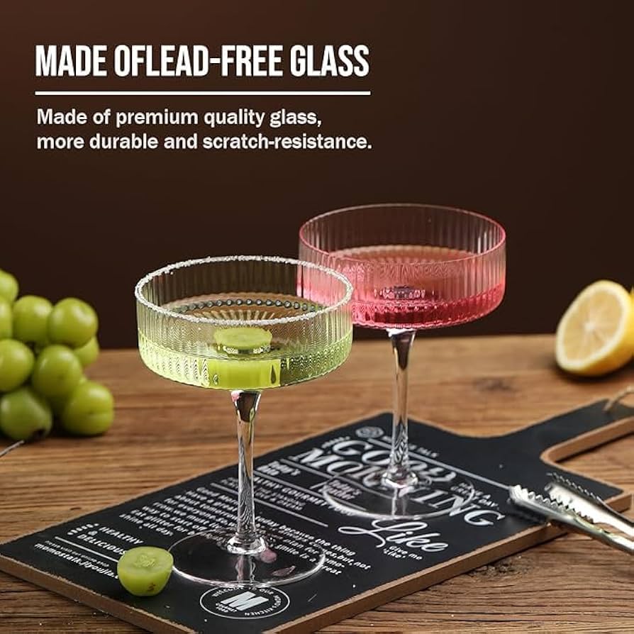 2pc Ribbed Coupe Glasses