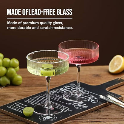 2pc Ribbed Coupe Glasses