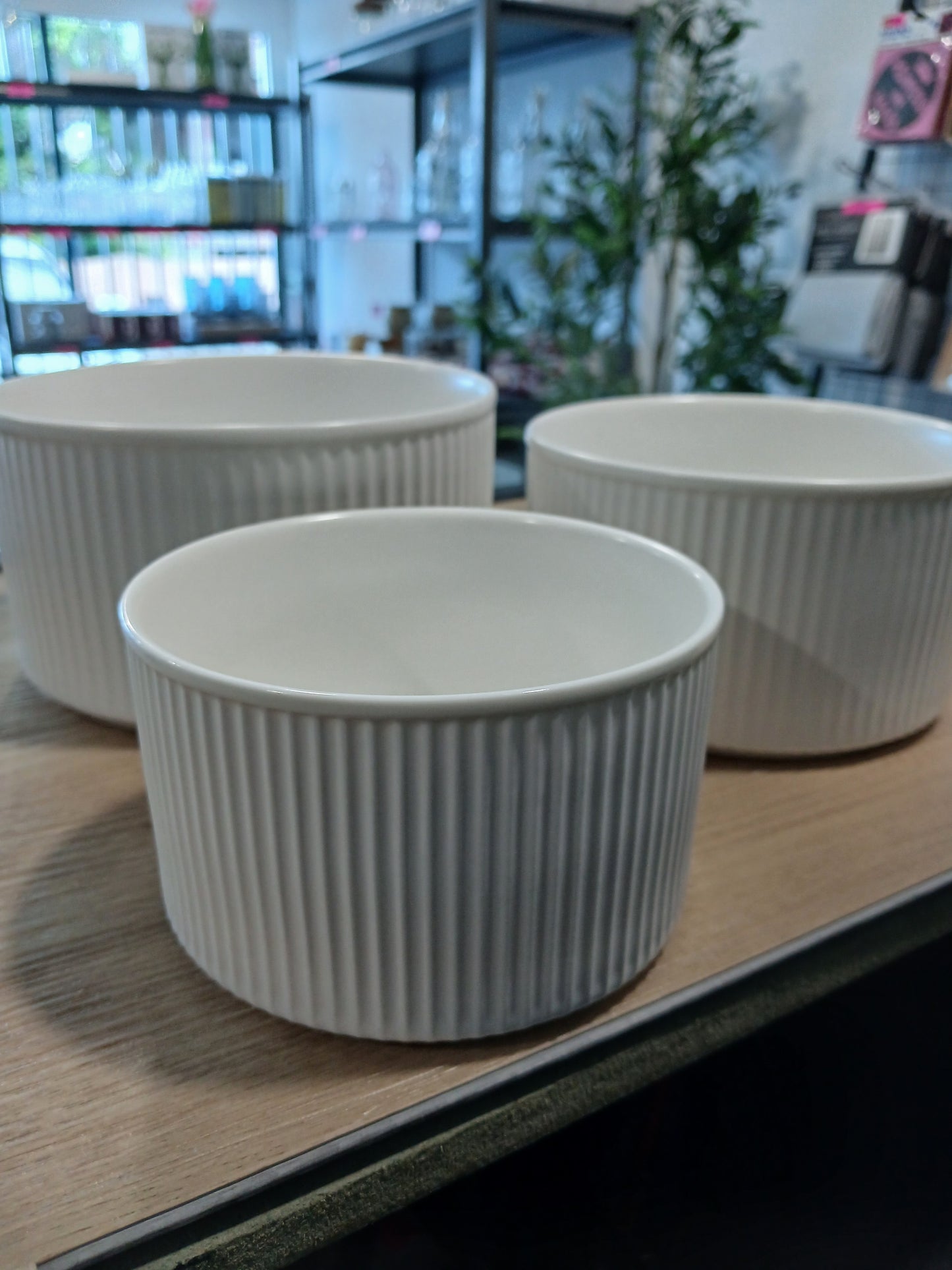3pc Ribbed Ceramic Bowls