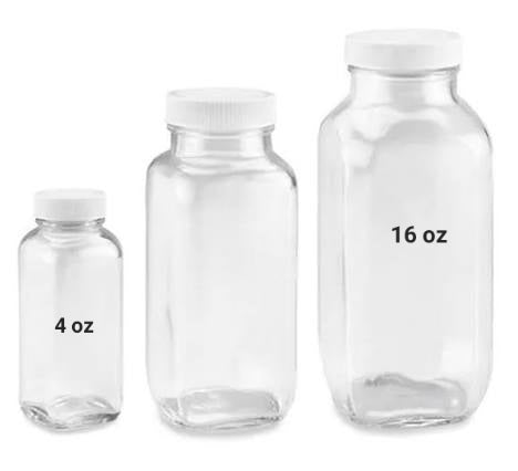 Glass Bottles with White Caps