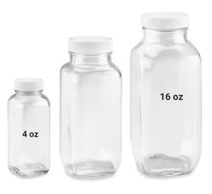 Glass Bottles with White Caps