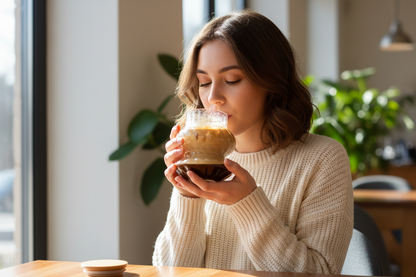 Ribbed Glass Mug with Lid