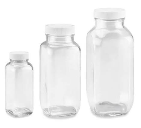 Glass Bottles with White Caps