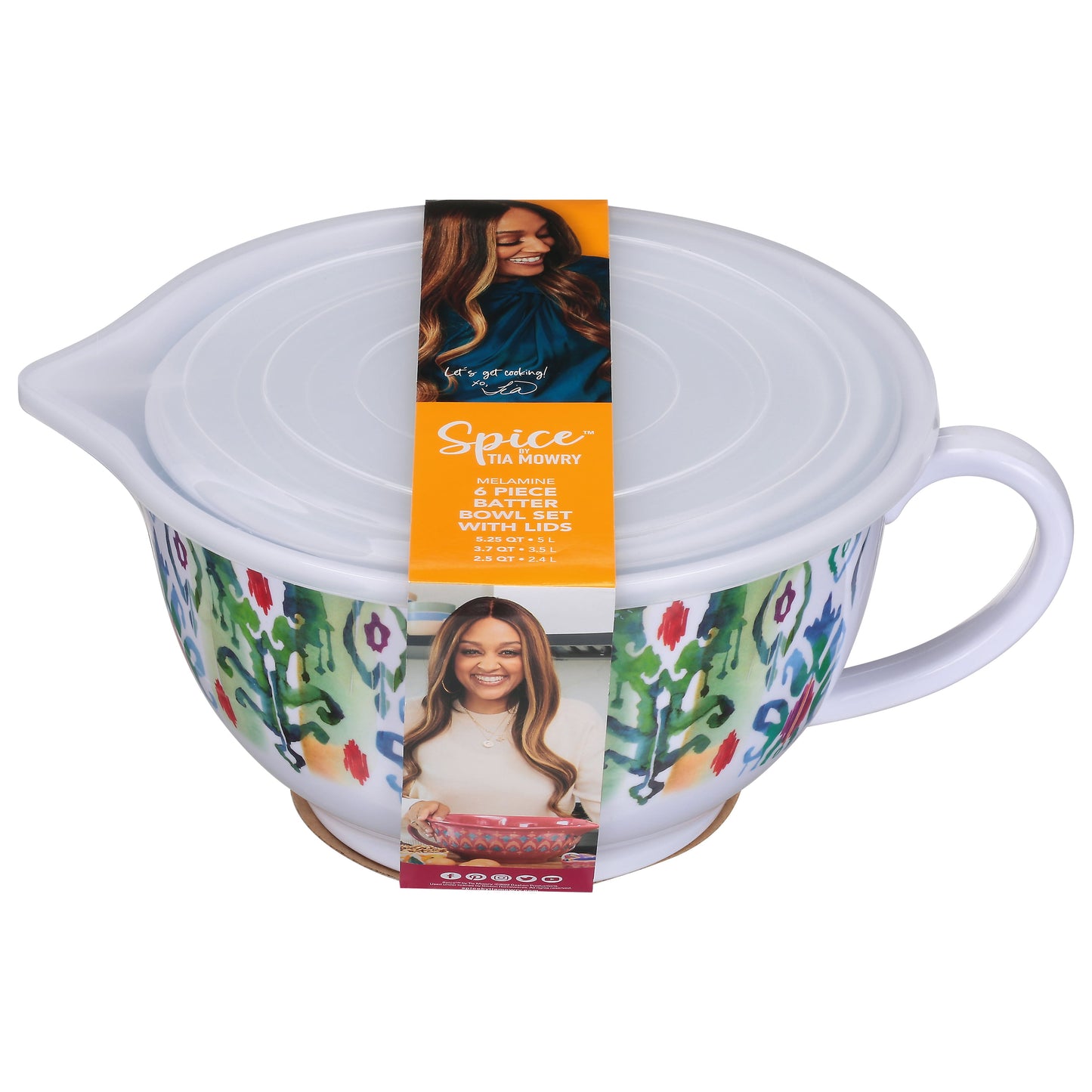 Tia Mowry 3pc Melamine Mixing Bowls w Lids