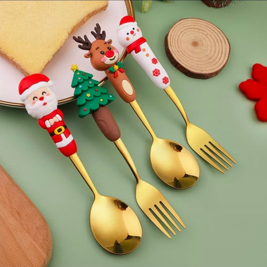 2pc Gold Holiday Cutlery