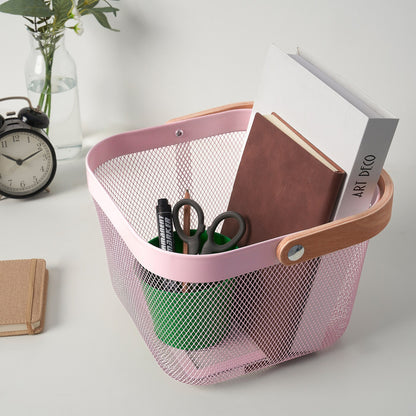 Mesh Basket with Wooden Handle