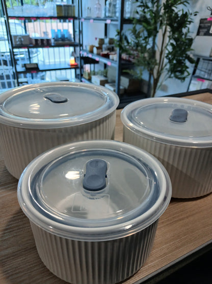 3pc Ribbed Ceramic Bowls