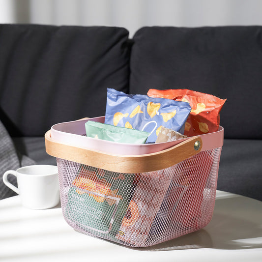 Mesh Basket with Wooden Handle