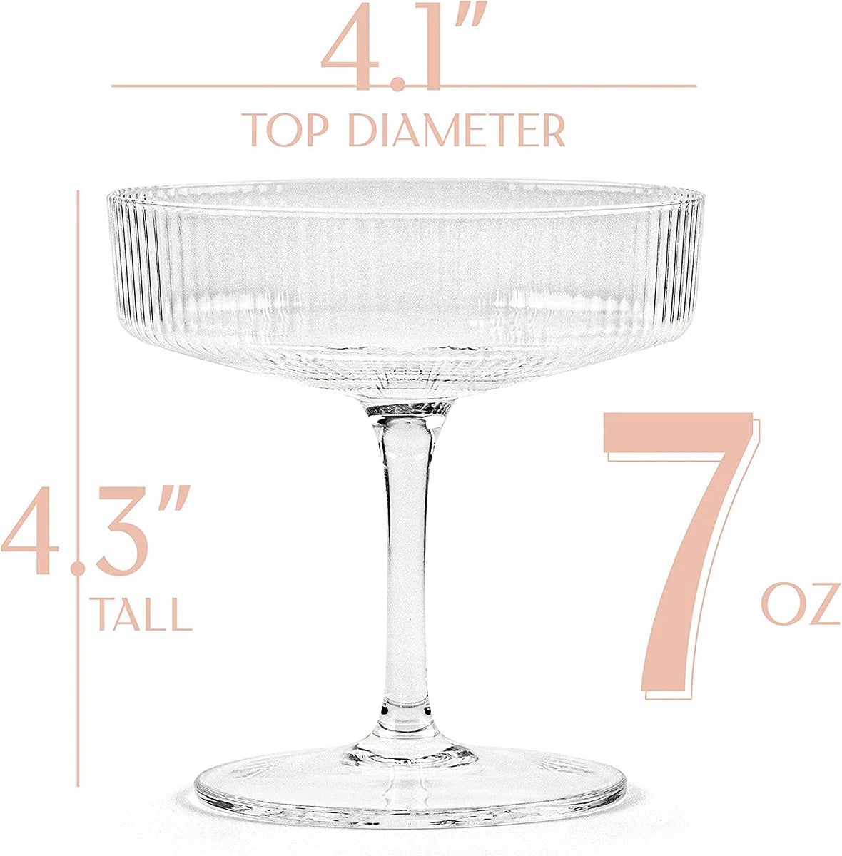 2pc Ribbed Coupe Glasses