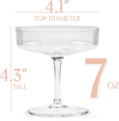 2pc Ribbed Coupe Glasses