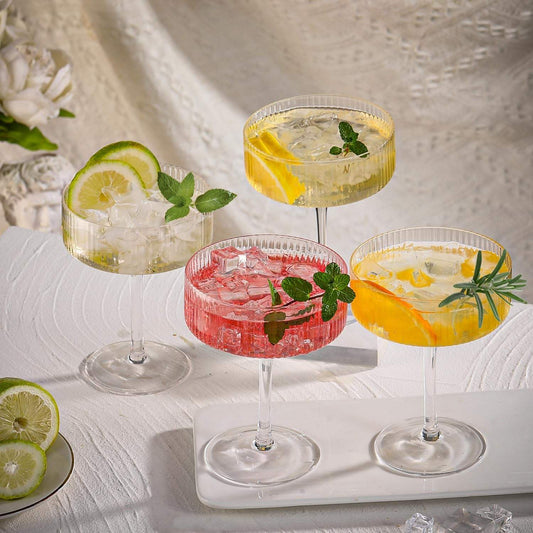 2pc Ribbed Coupe Glasses